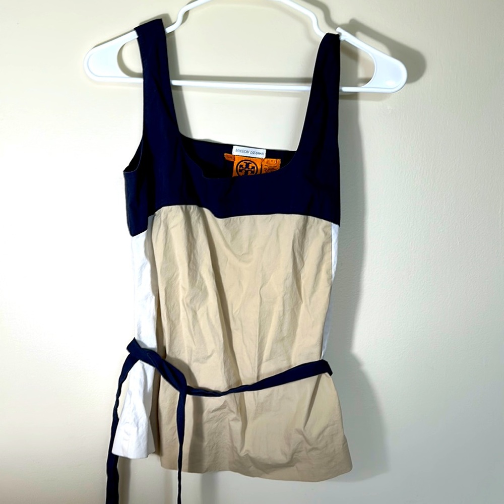 Tory burch beige blue top